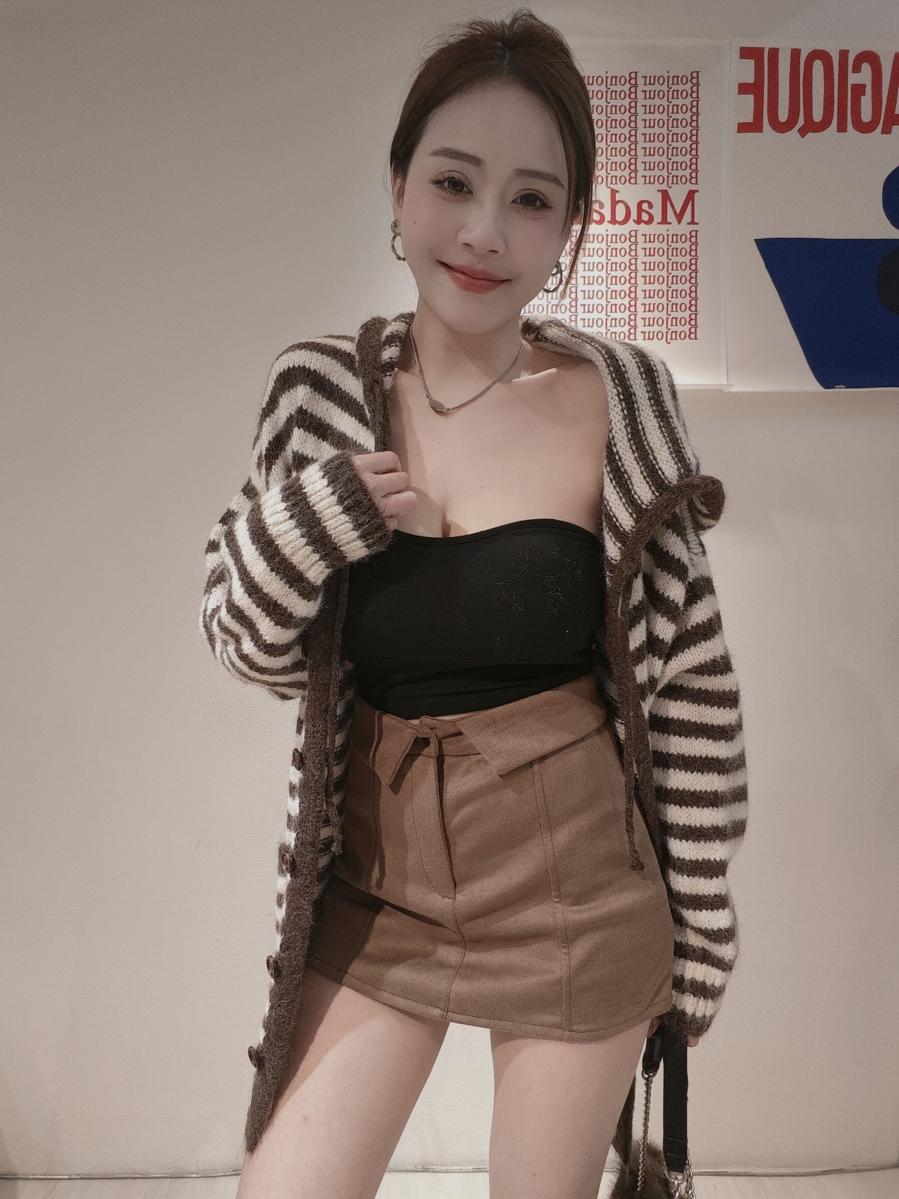 6868翻折麂皮包裙