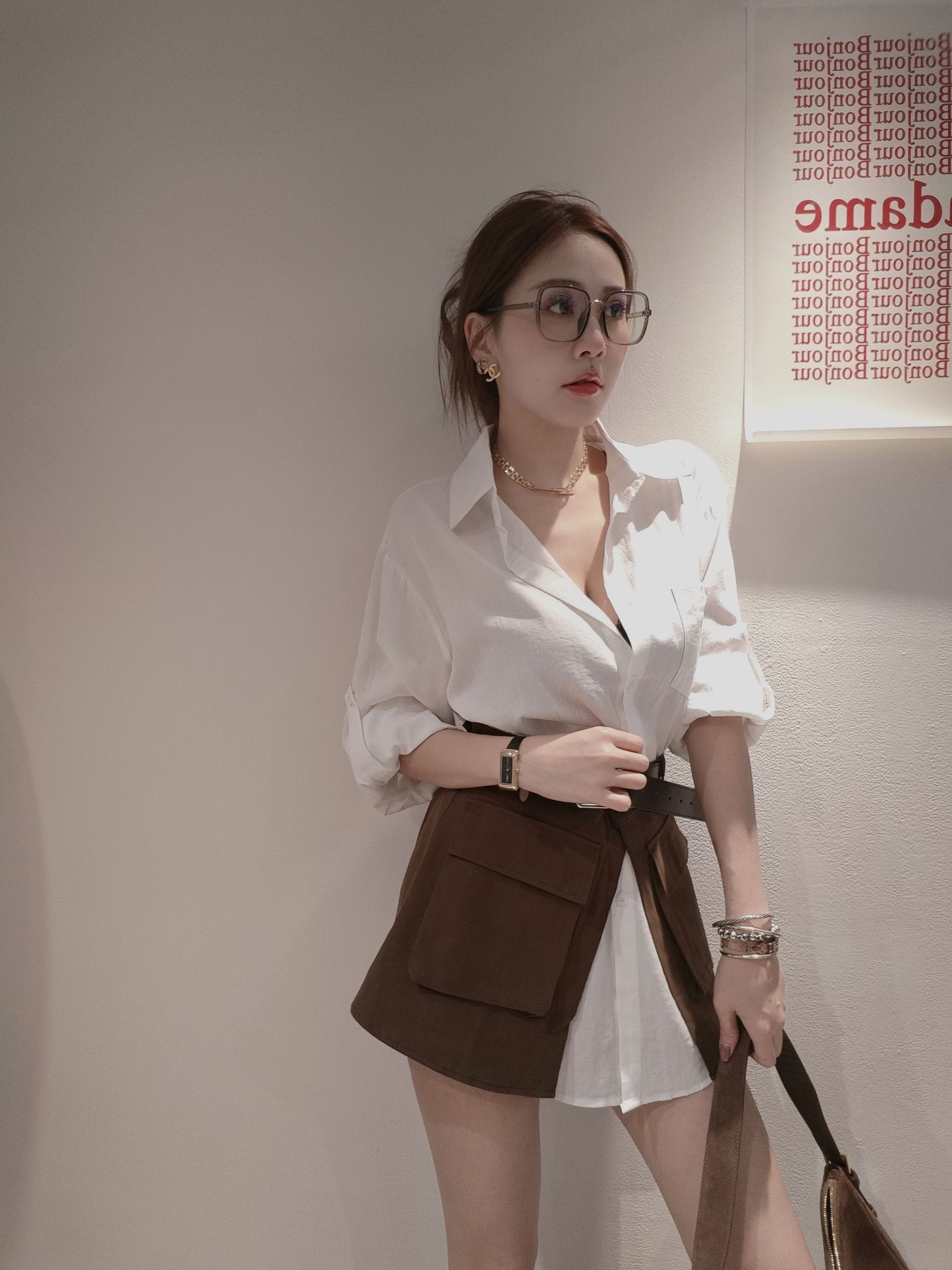 2570蜜絨裙襯衫套裝 (2)