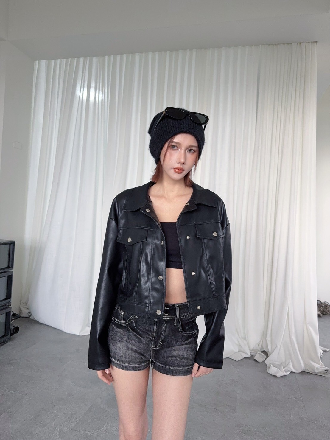 7567訂製款-高質感假口袋車線皮革外套 (4)