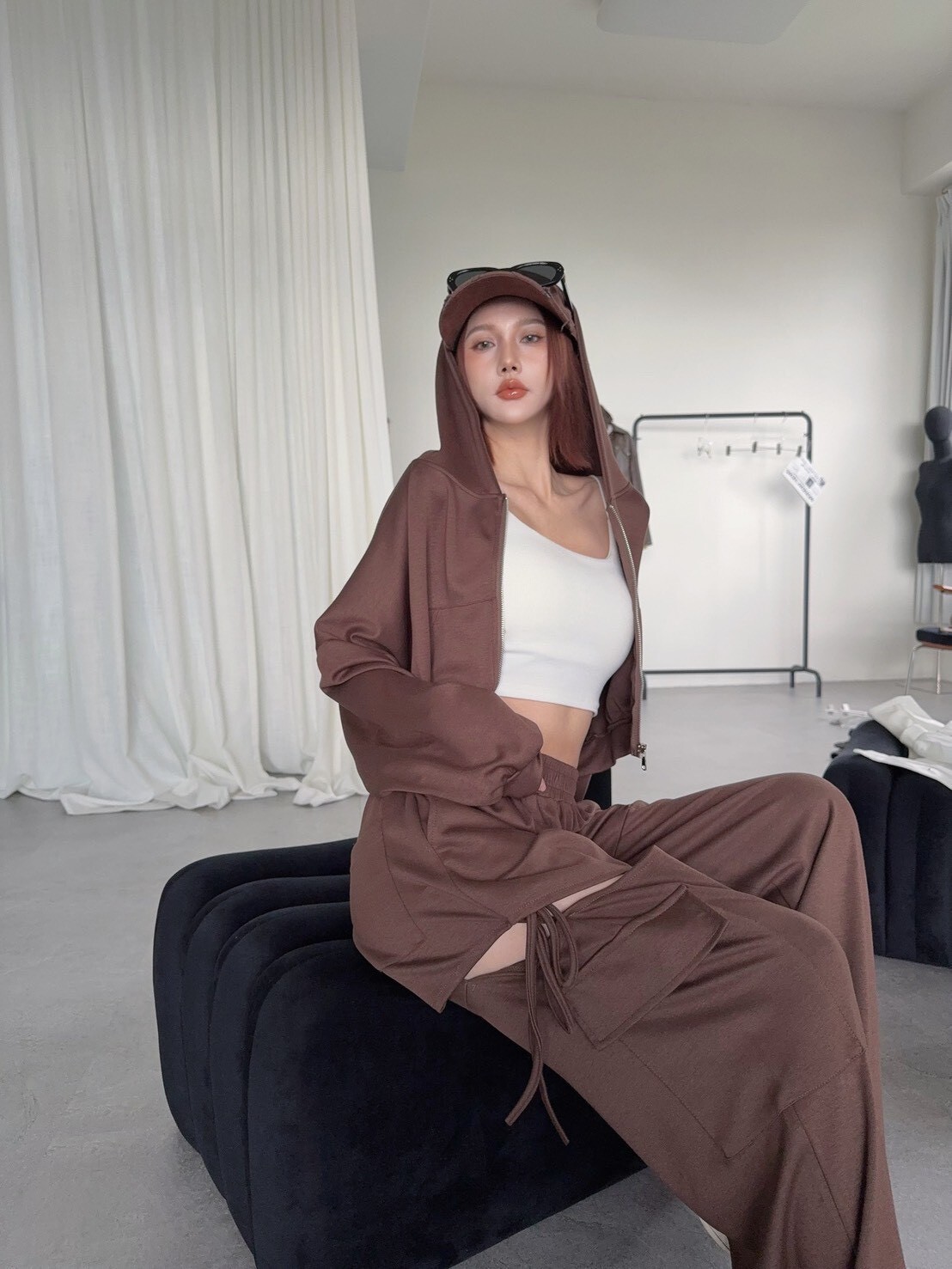 7560訂製款-太空棉造型側綁繩工裝寬褲SET (6)