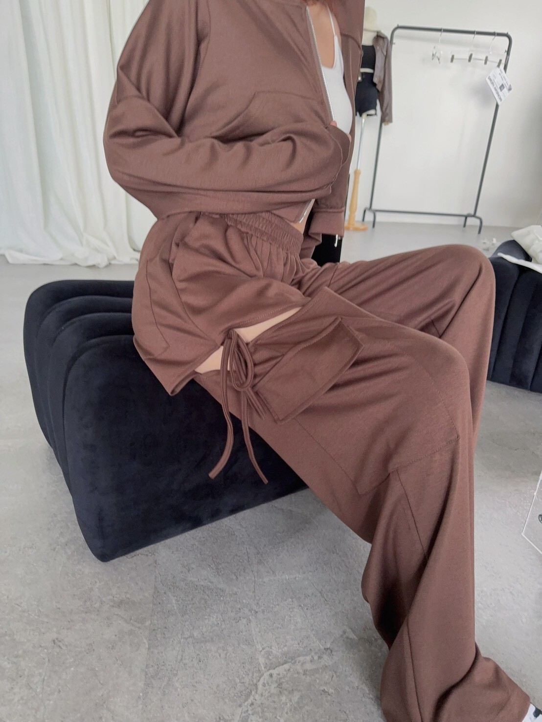 7560訂製款-太空棉造型側綁繩工裝寬褲SET (4)