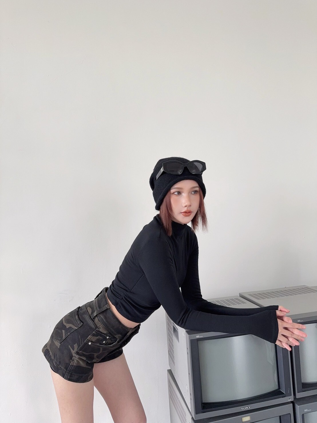 3858美式中低腰刷色水洗刷毛短褲 (8)