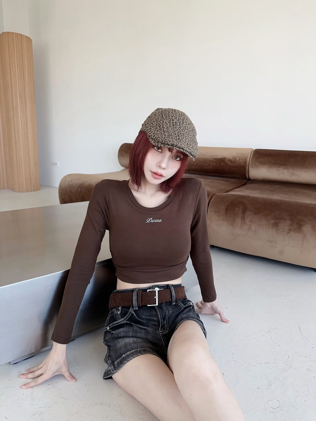 702𝓛𝓪𝓭𝔂𝓰𝓸訂製款-字母刺繡側抓皺胸墊上衣 (6)