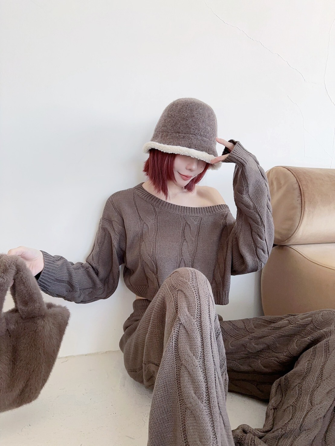 9957𝓛𝓪𝓭𝔂𝓰𝓸訂製款-松弛感麻花針織抽繩落地長褲SET (11)