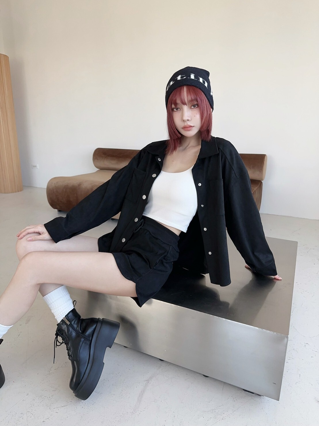 7565𝓛𝓪𝓭𝔂𝓰𝓸訂製款-高質感麂皮長版外+抽繩短褲Set (5)