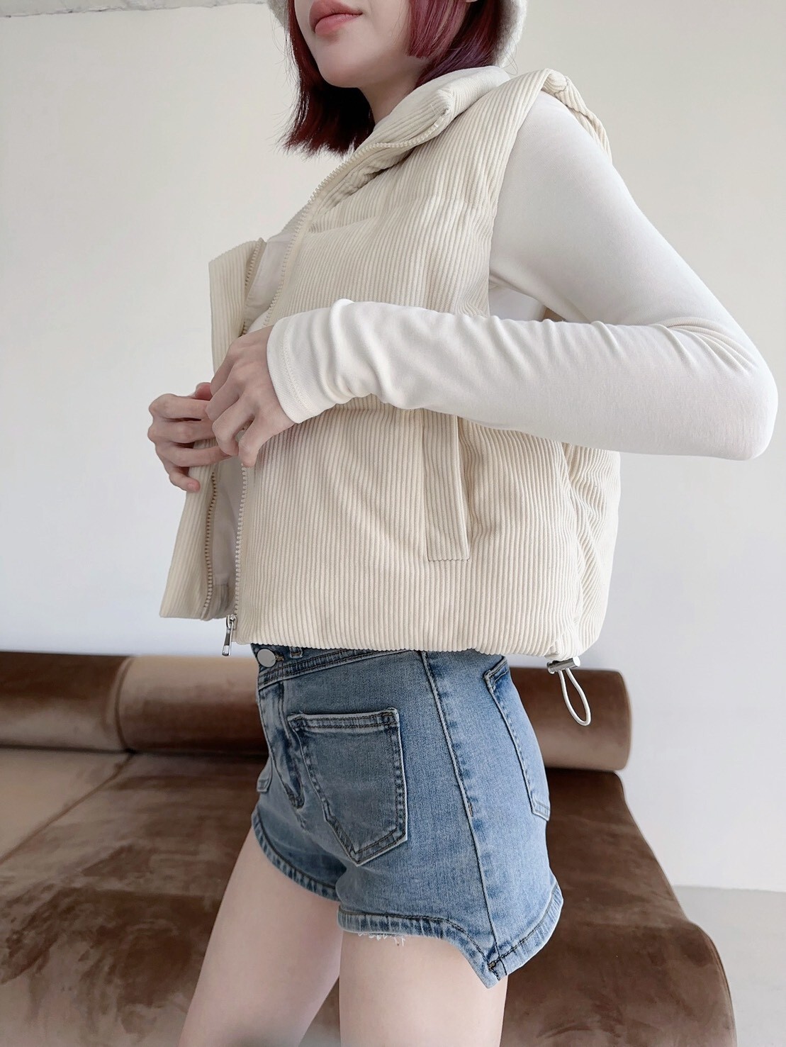 811𝓛𝓪𝓭𝔂𝓰𝓸巨實搭燈芯絨短版背心 (5)