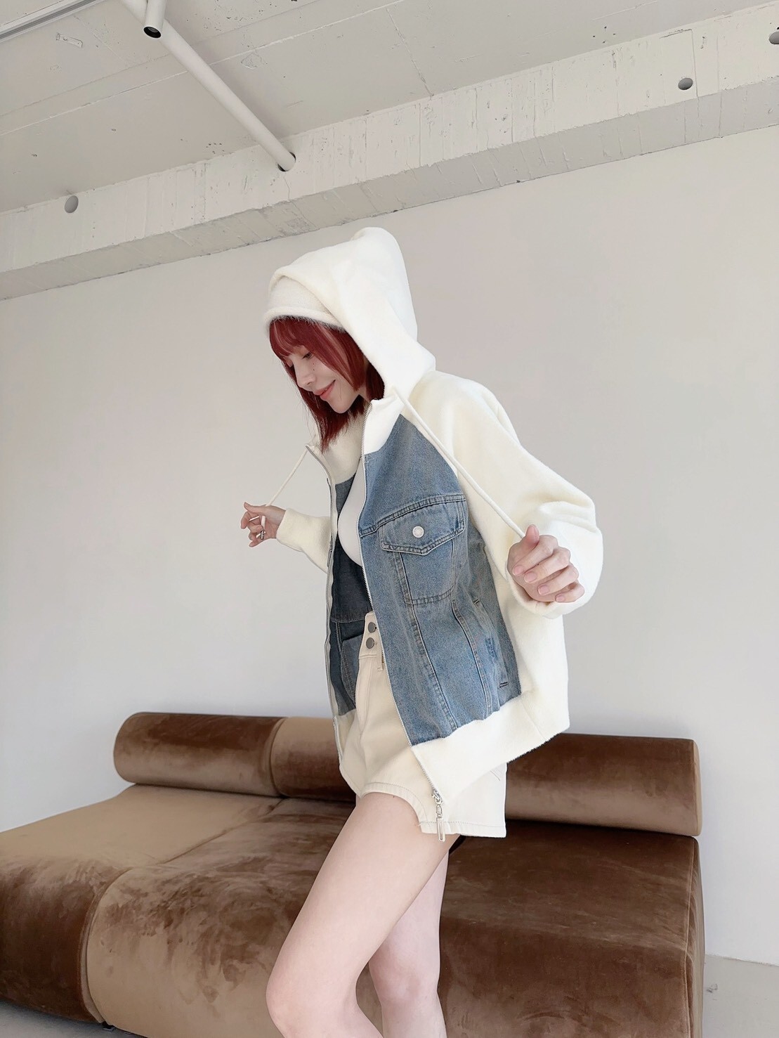 4393𝓛𝓪𝓭𝔂𝓰𝓸爆單款牛仔拼接磨毛針織連帽外 (4)