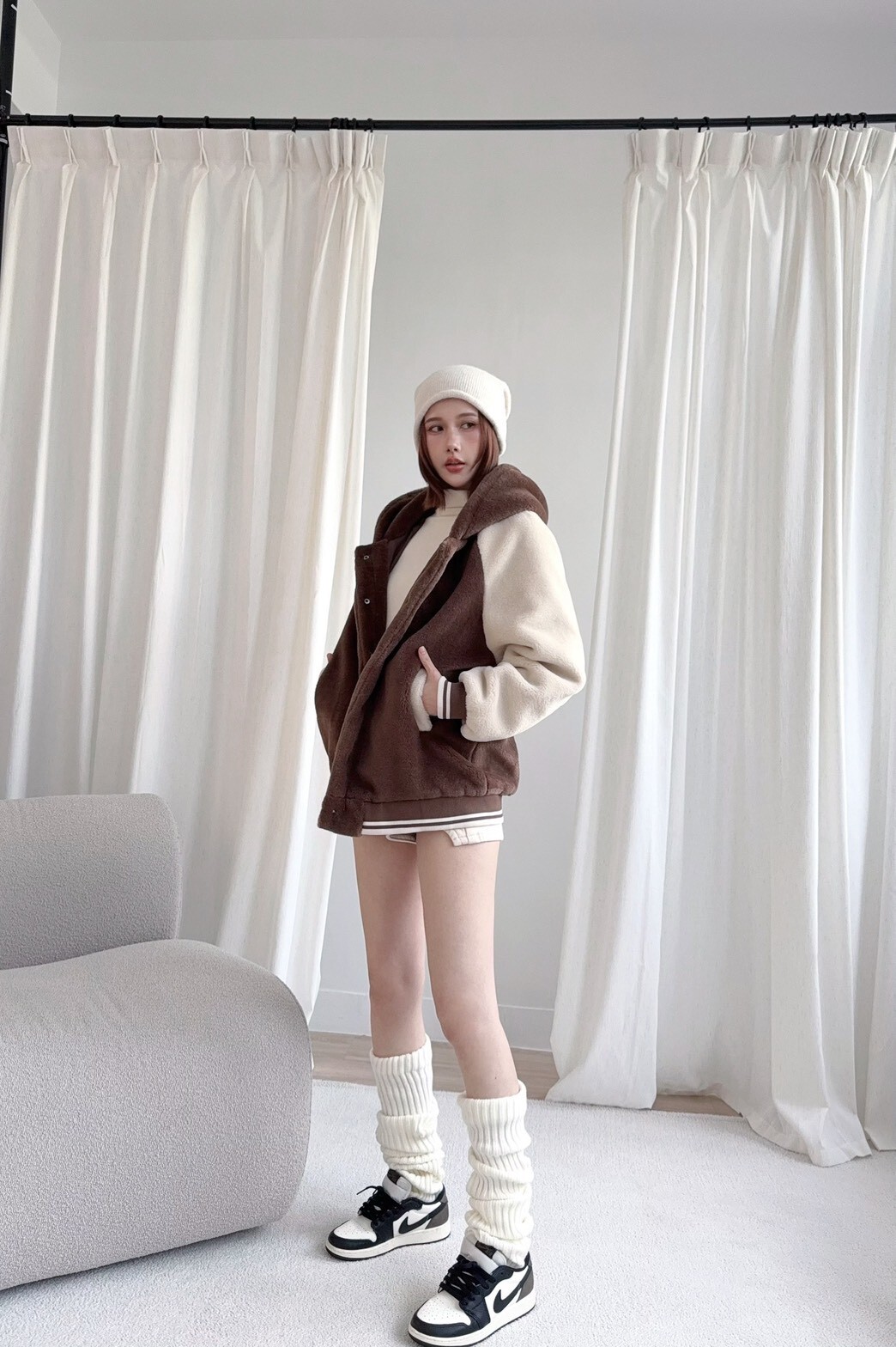 7322-1訂製款-巨Q熊寶寶連帽撞色棒球外