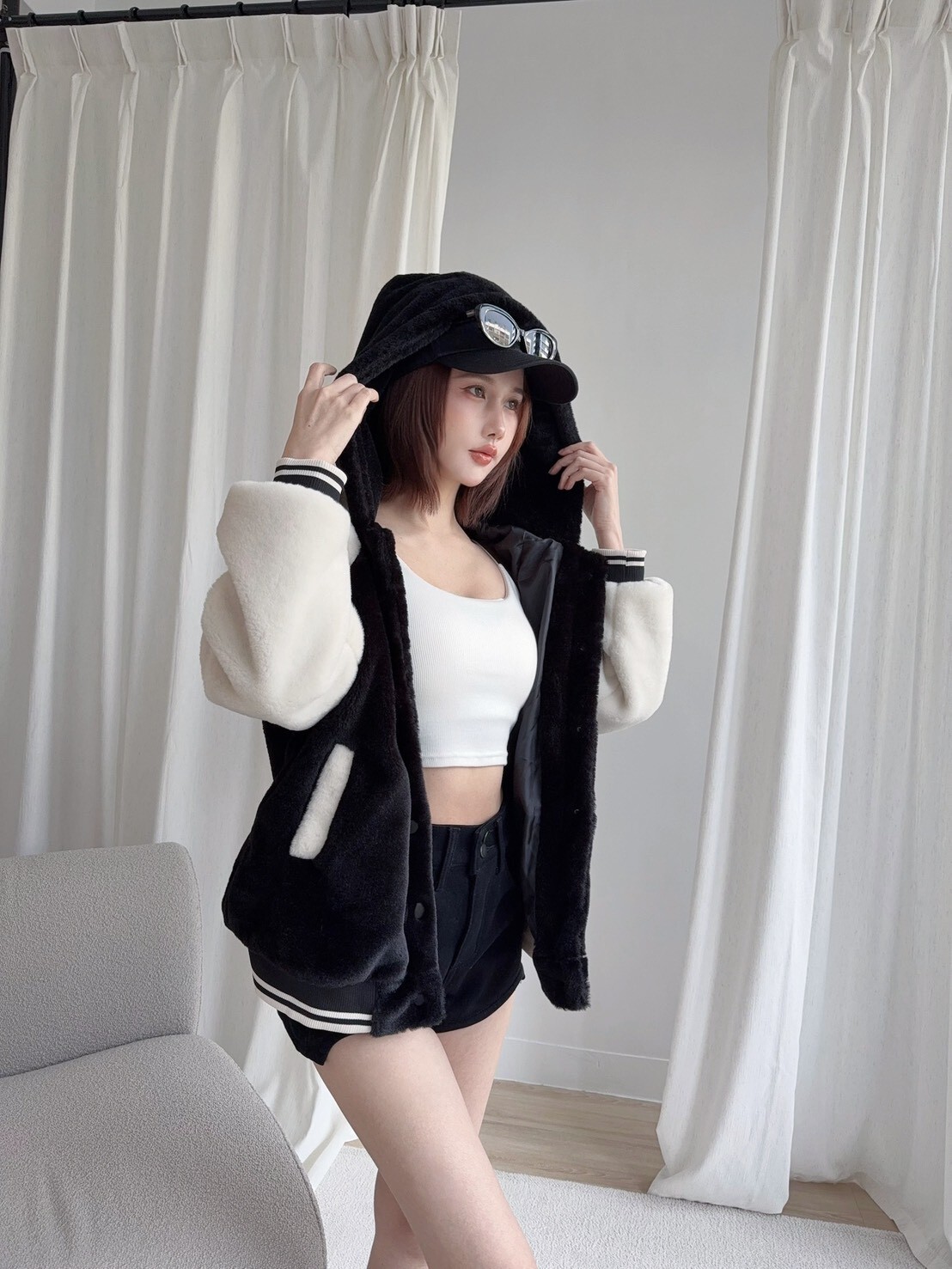 7322-1訂製款-巨Q熊寶寶連帽撞色棒球外 (4)