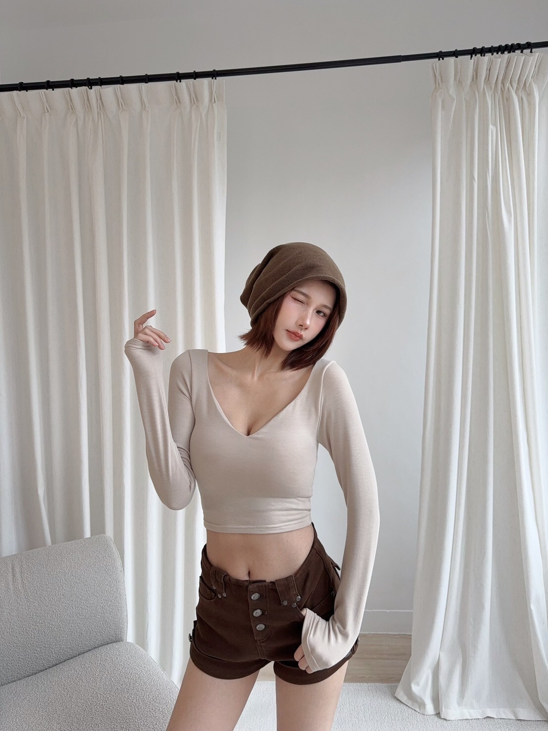 9691訂製款-海鷗領性感發熱胸墊上衣 (4)