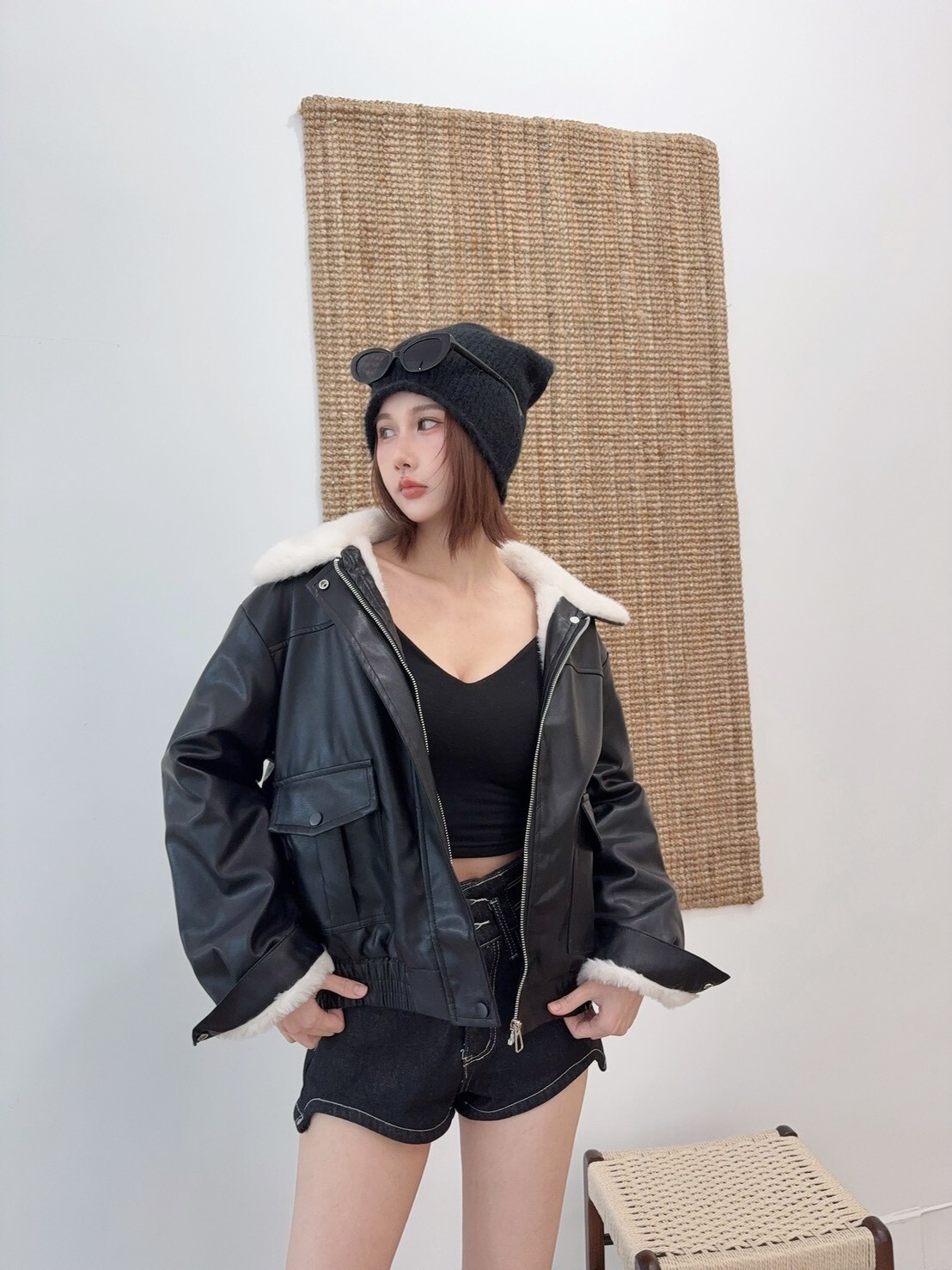 9582內絨毛巨保暖大口袋兩面穿皮外套