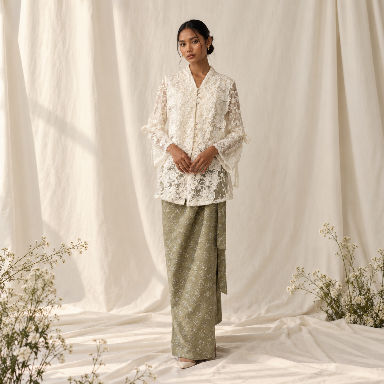 Elegant Lace Kebaya in Soft Studio Light (2)