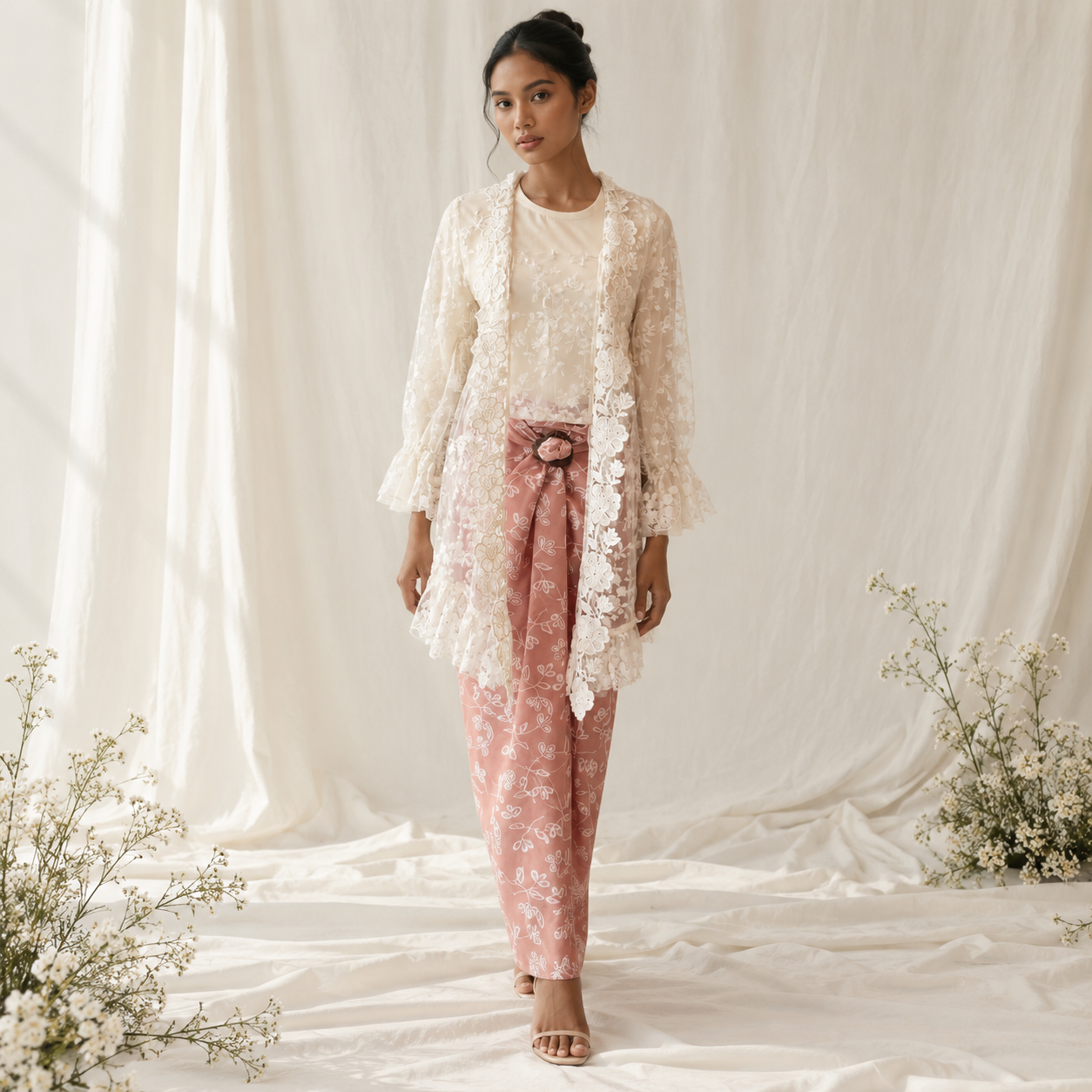 Ethereal Ivory Lace Editorial Portrait