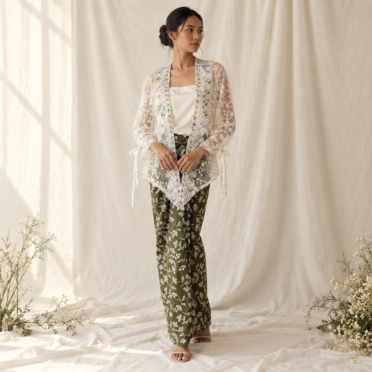 Elegant Ivory Lace Kebaya Portrait