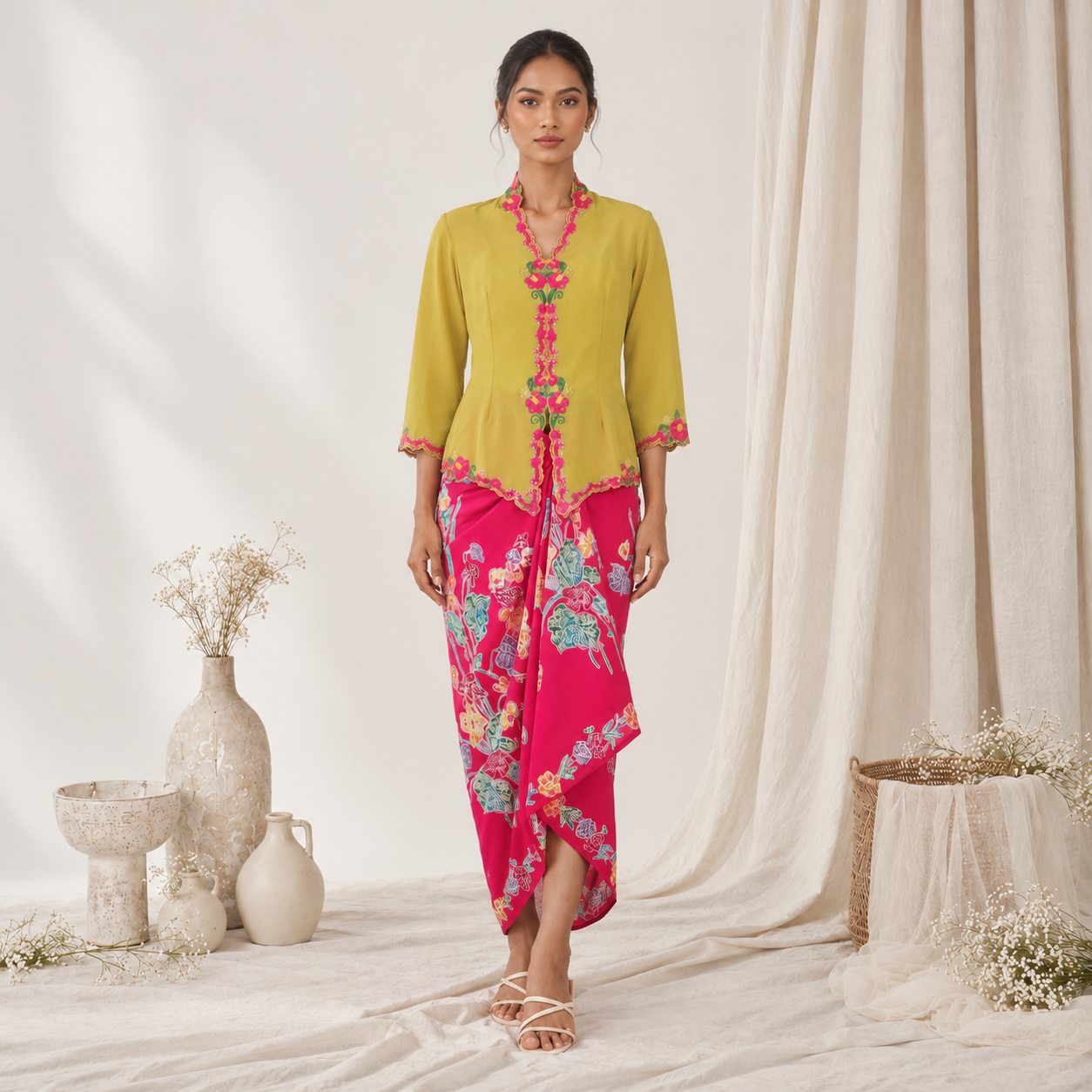 Editorial Kebaya Portrait with Floral Sarong