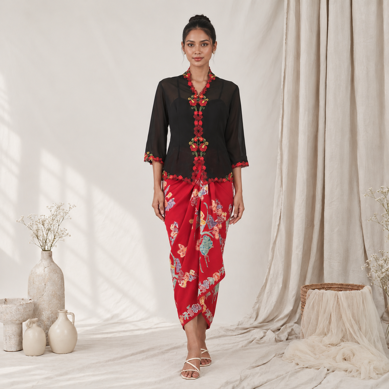 Elegant Kebaya Portrait in a Neutral Studio