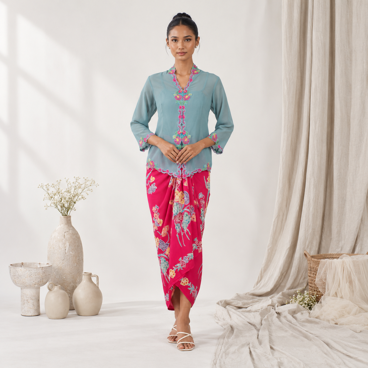 Teal Kebaya and Magenta Sarong Editorial