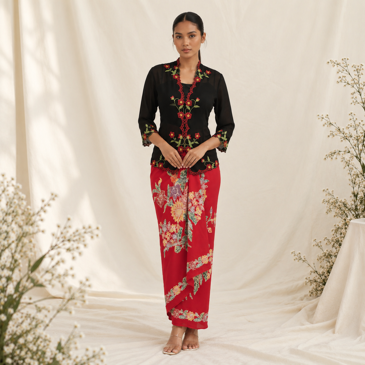 Editorial Kebaya Portrait with Floral Accents
