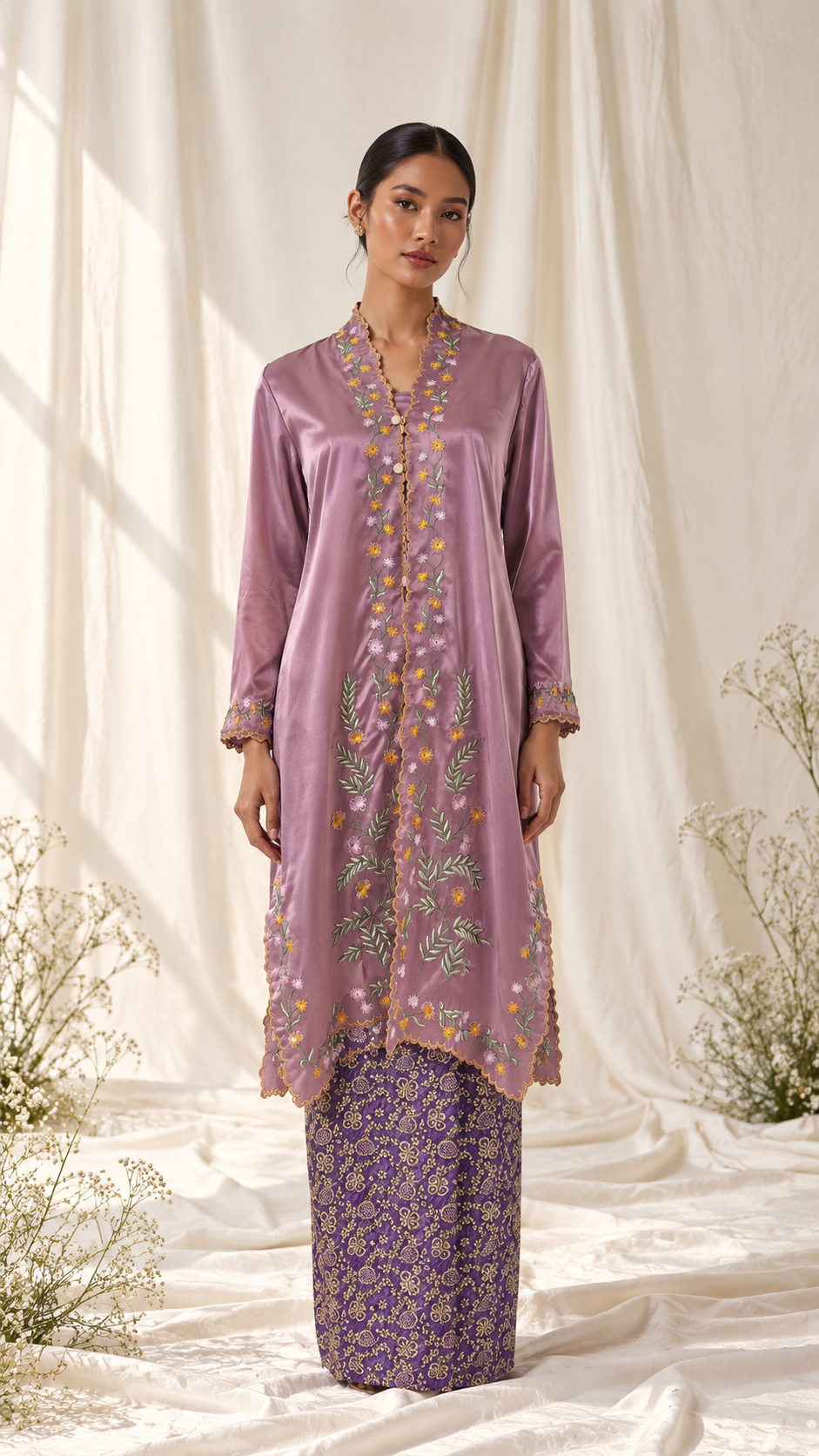 Mauve Kebaya in a Draped Studio