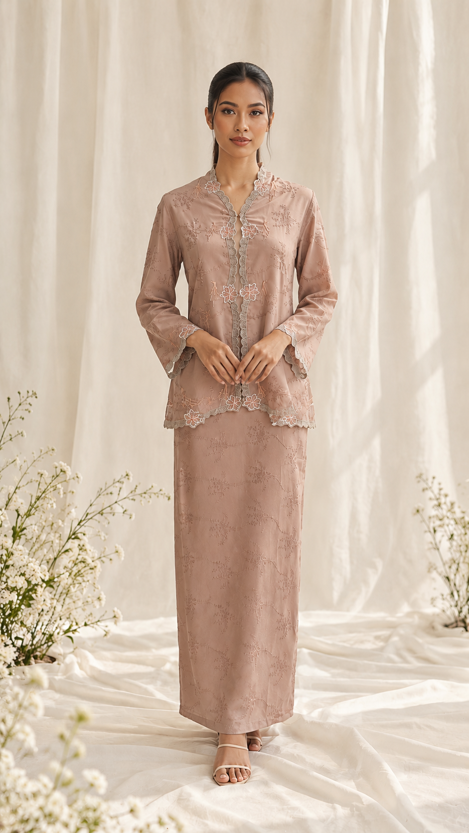 Elegant Embroidered Mauve Ensemble