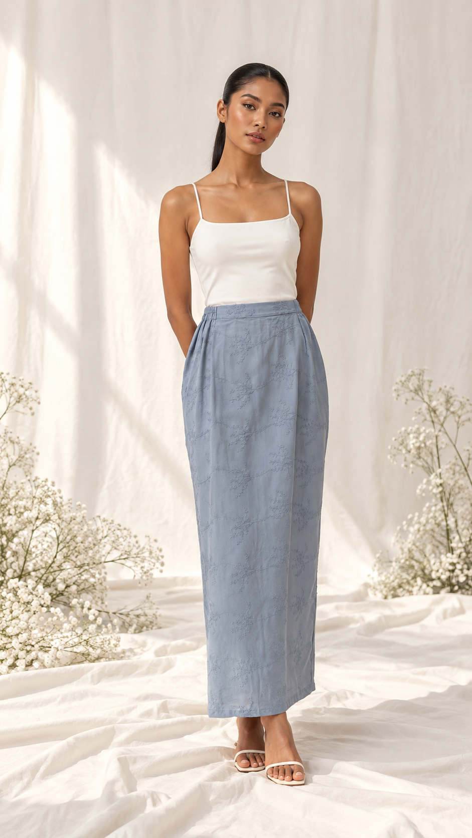 Elegant Blue Skirt Studio Portrait (1)