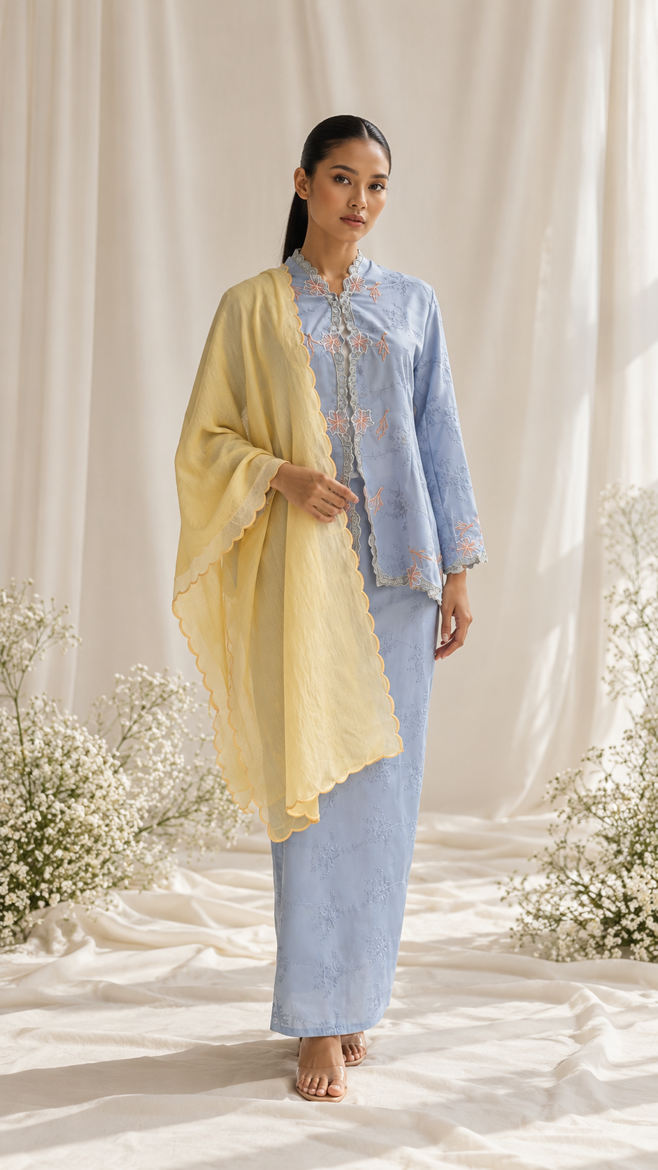 Pastel Blue Kebaya in Soft Bridal Drapery (1)