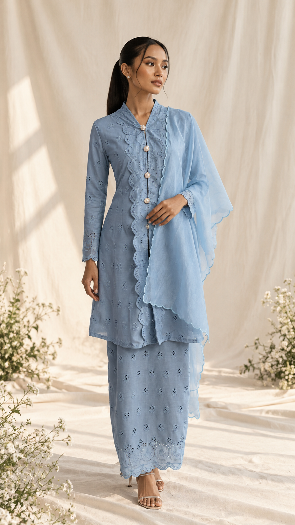 Pastel Blue Kebaya in Soft Light