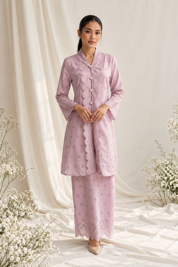 Elegant Lilac Eyelet Bridal Portrait