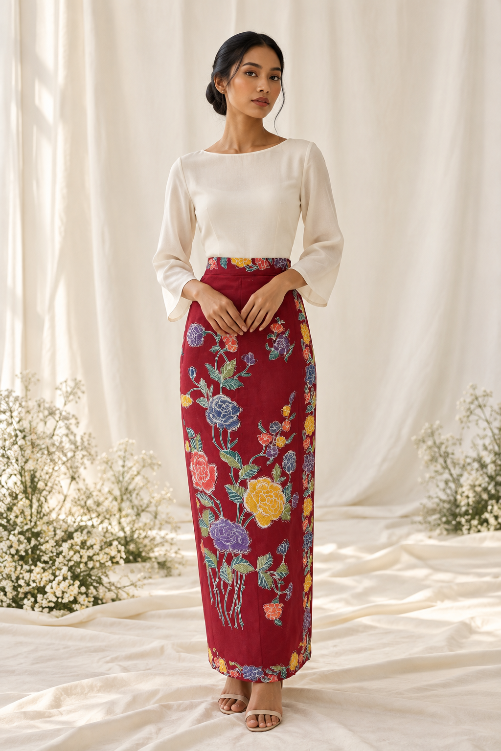 Elegant Burgundy Floral Portrait