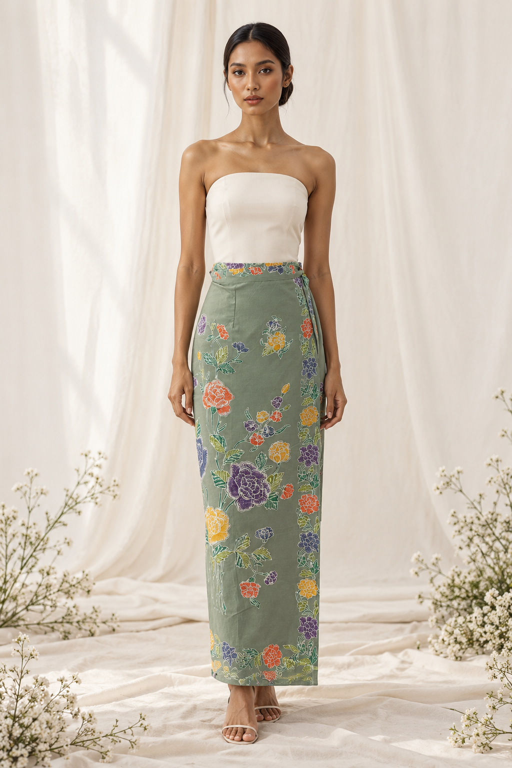 Minimalist Floral Wrap Skirt Editorial