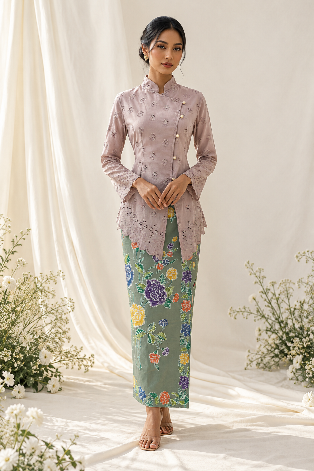 Pastel Kebaya Portrait Amidst Florals