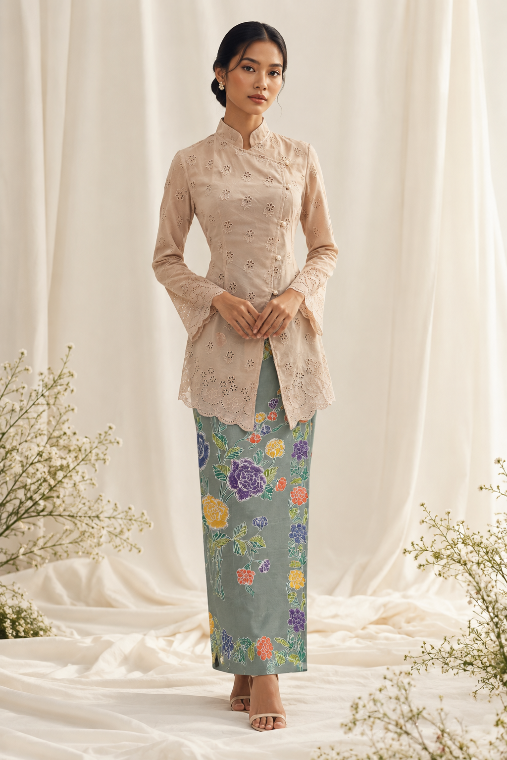 Elegant Kebaya Portrait with Floral Sarong