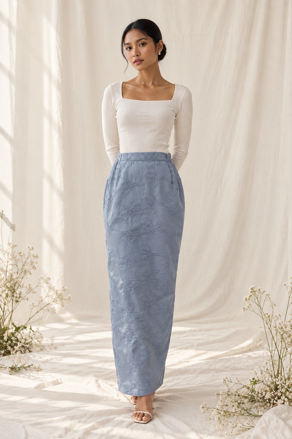 Elegant Blue Embroidery Studio Portrait