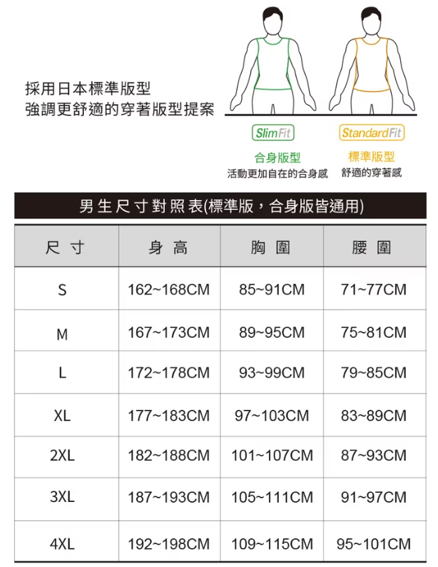 美津濃尺寸表