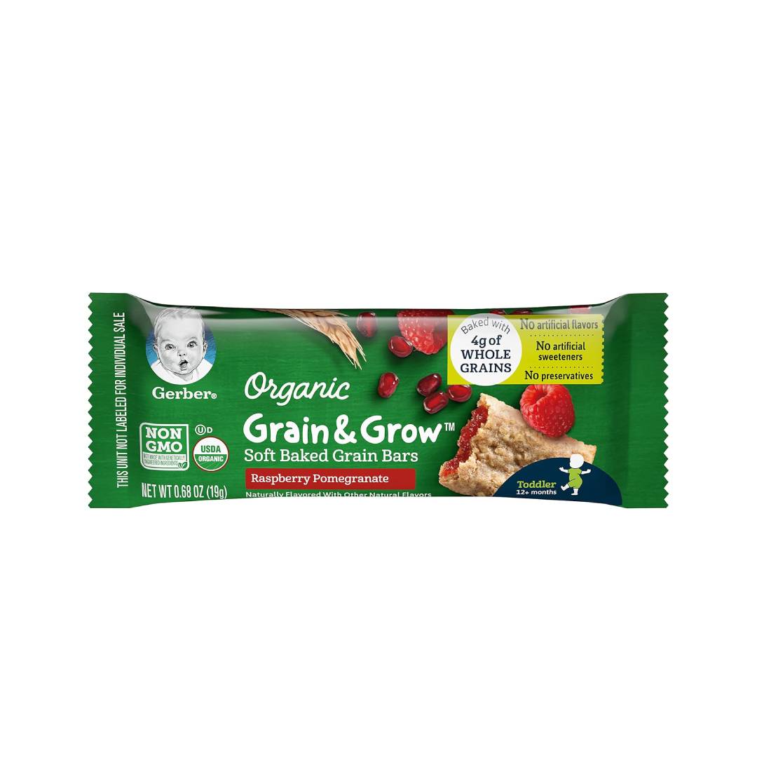 Gerber Organic Grain & Grow Soft Baked Grain Bars Raspberry Pomegranate 156g Box (1)