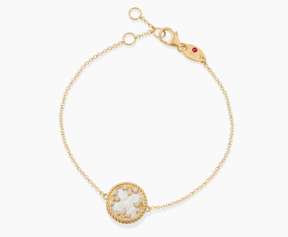 VENETIAN MEDALLIONS BRACELET WITH DIAMONDS,DOUBLET MOTHER OF PEARL AND BLACK JADE (12MM)-1