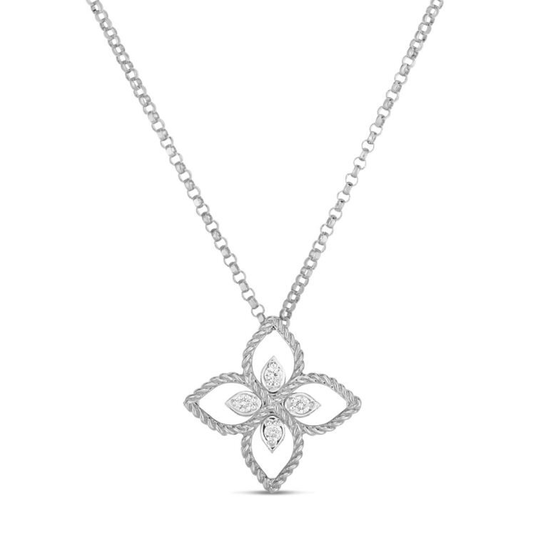 ROBERTO-COIN-PRINCESS-FLOWER-PENDANT-18K-WHITE-GOLD-WITH-DIAMOND-ONE-FLOWER-SMALL-VERSION-ADR777CL2666-768x768