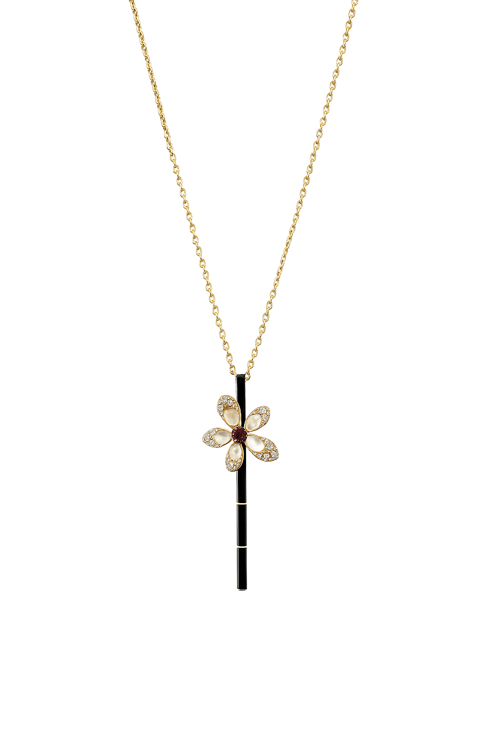 Elegant Floral Necklace with Ruby