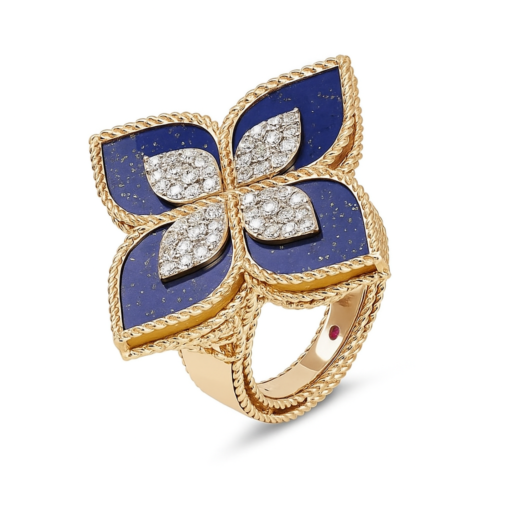 Golden Floral Elegance with Diamonds