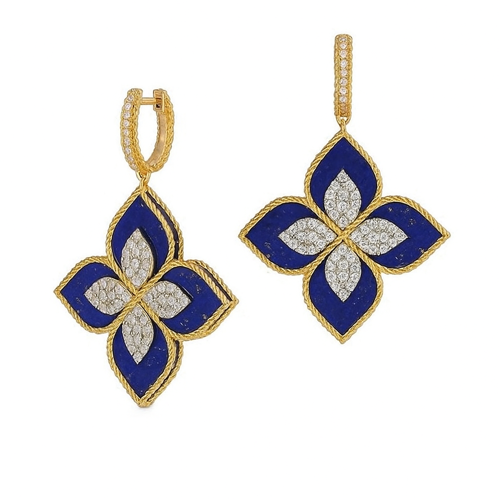 Luxurious Lapis and Diamond Earrings