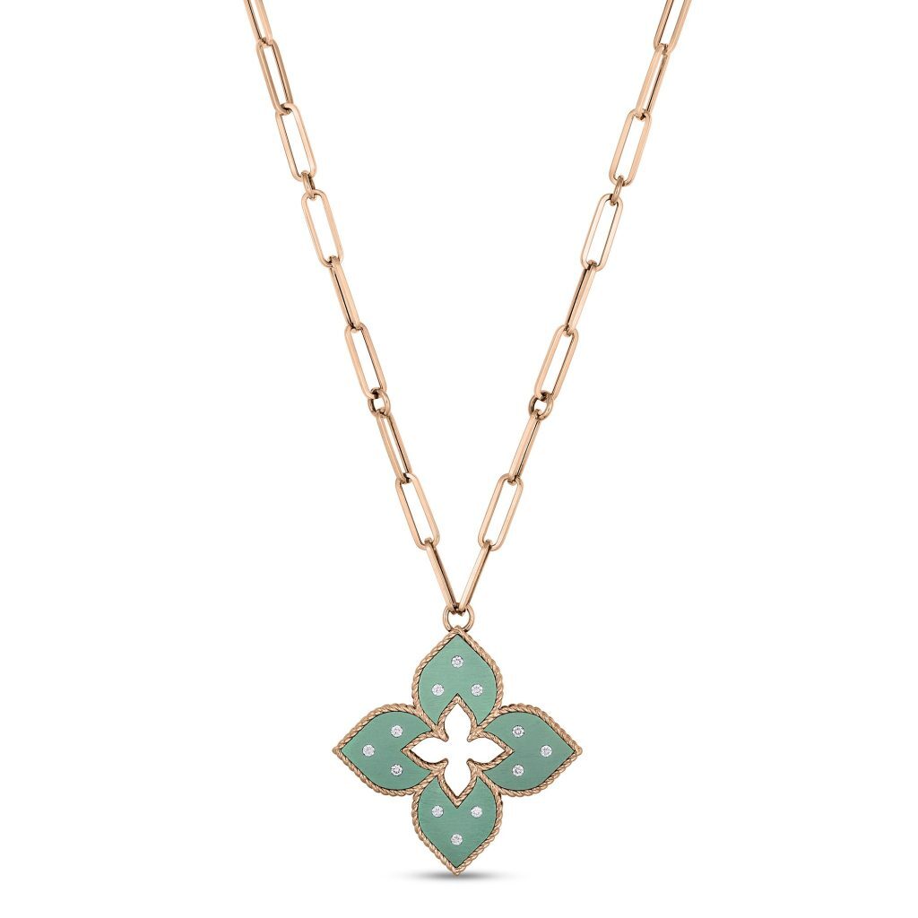 ROBERTO-COIN-VENETIAN-PRINCESS-PENDANT-18K-ROSE-GOLD-AND-GREEN-STYLE-TITANIUM-WITH-DIAMONDS-LARGE-VERSION_ADR777CL3348-1024x1024