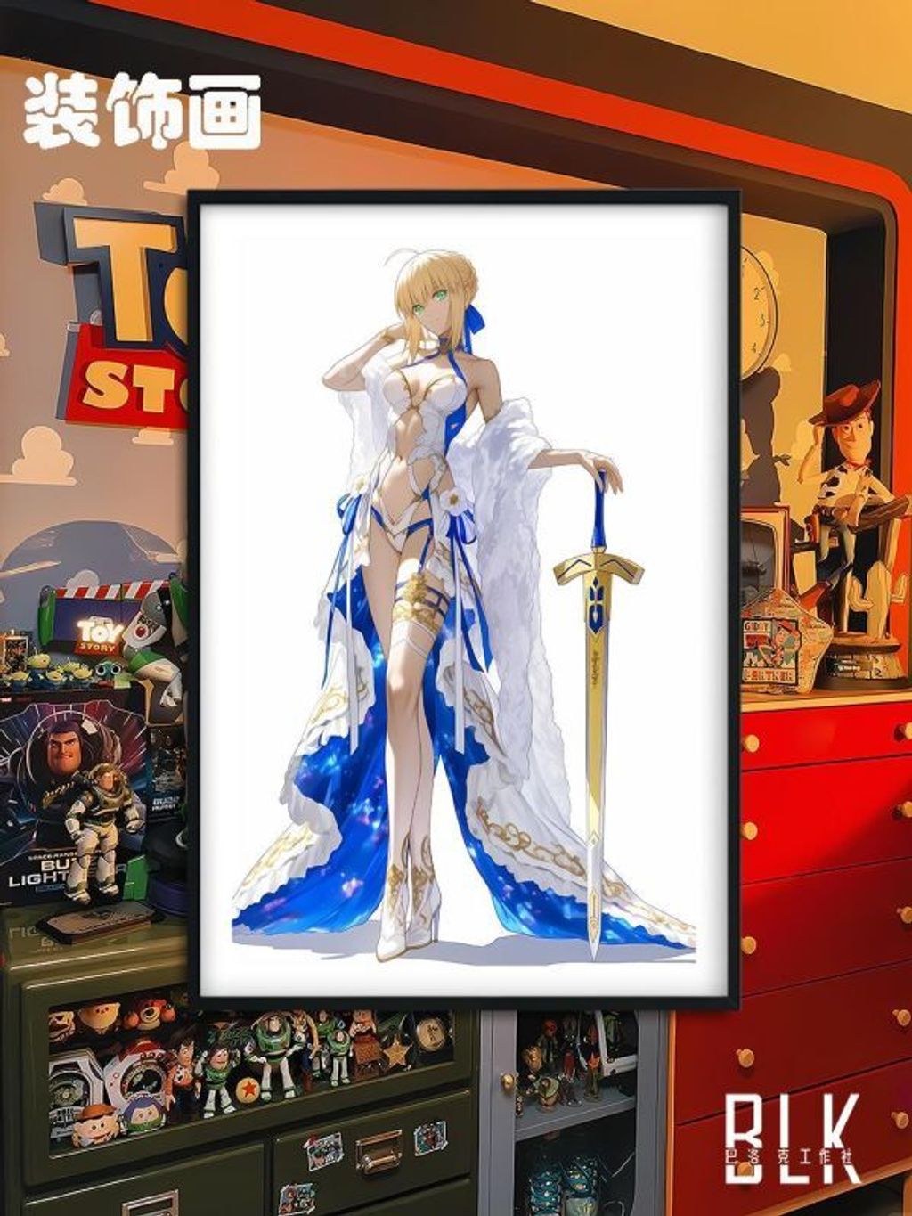 海外代購巴洛克_《白衣saber》阿爾托莉雅·潘德拉貢亞瑟王裝飾畫冰箱貼_1