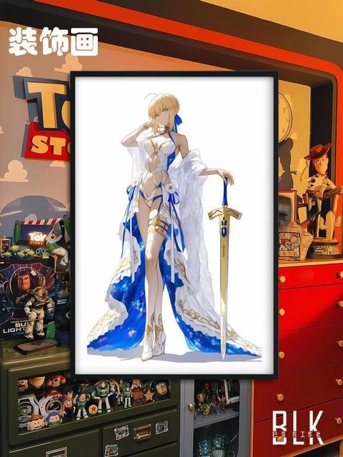 海外代購巴洛克_《白衣saber》阿爾托莉雅·潘德拉貢亞瑟王裝飾畫冰箱貼_1