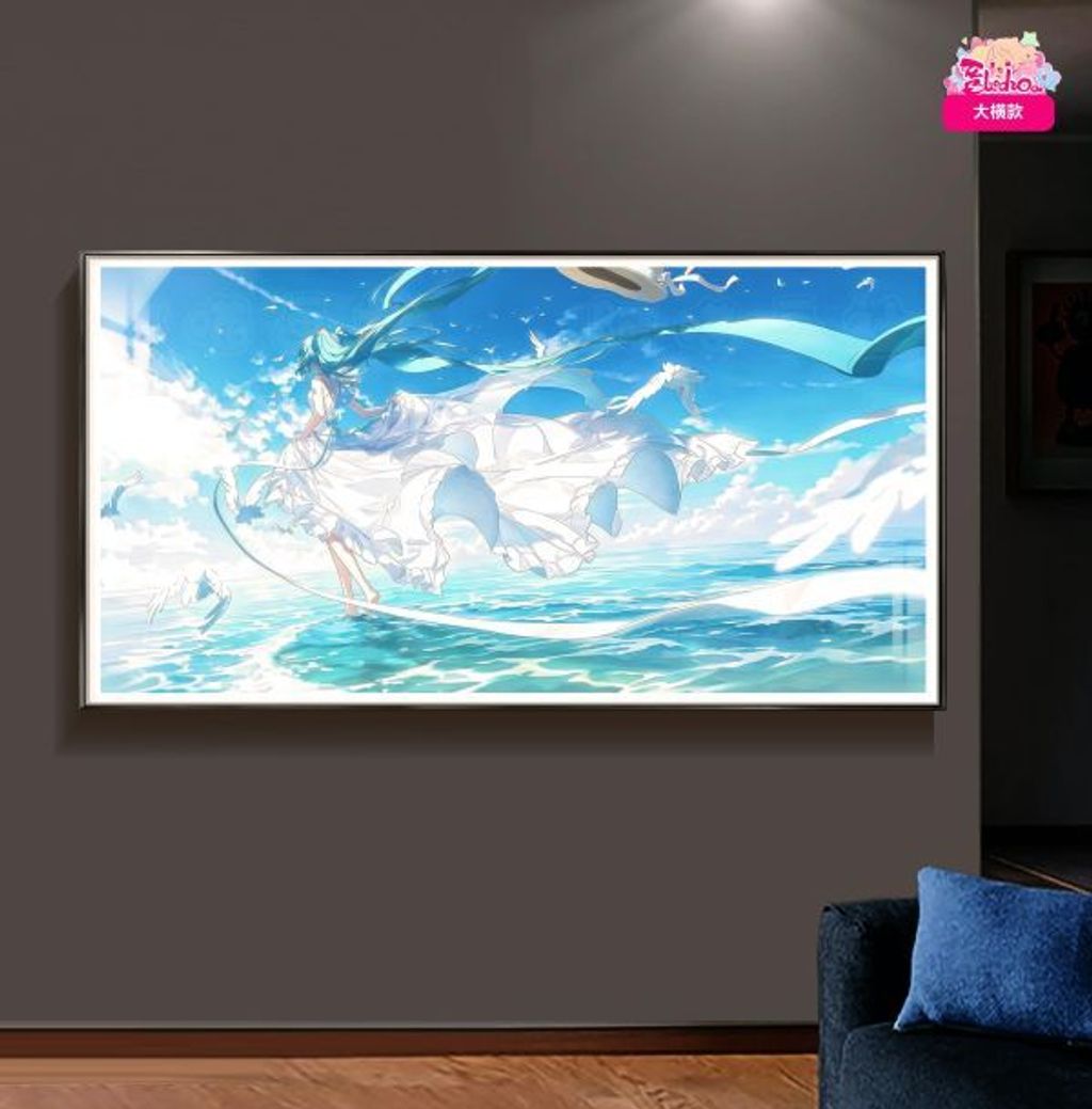 海外代購阿喵畫社_風之海_初音未來-大橫款_新品12k主題超清裝飾畫_滑鼠墊_床_1