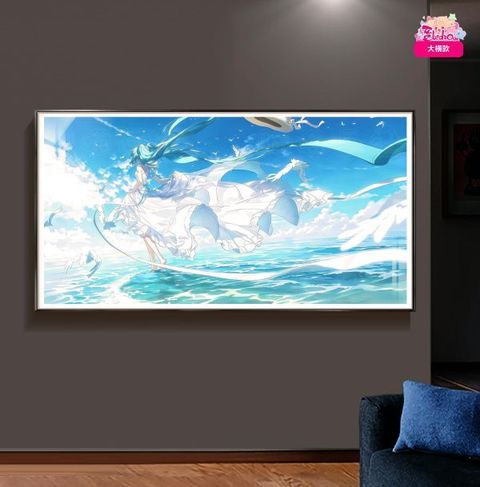 海外代購阿喵畫社_風之海_初音未來-大橫款_新品12k主題超清裝飾畫_滑鼠墊_床_1
