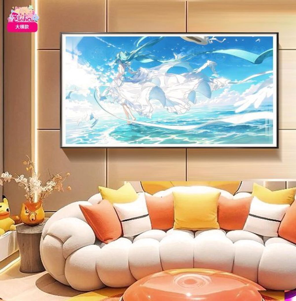 海外代購阿喵畫社_風之海_初音未來-大橫款_新品12k主題超清裝飾畫_滑鼠墊_床_5