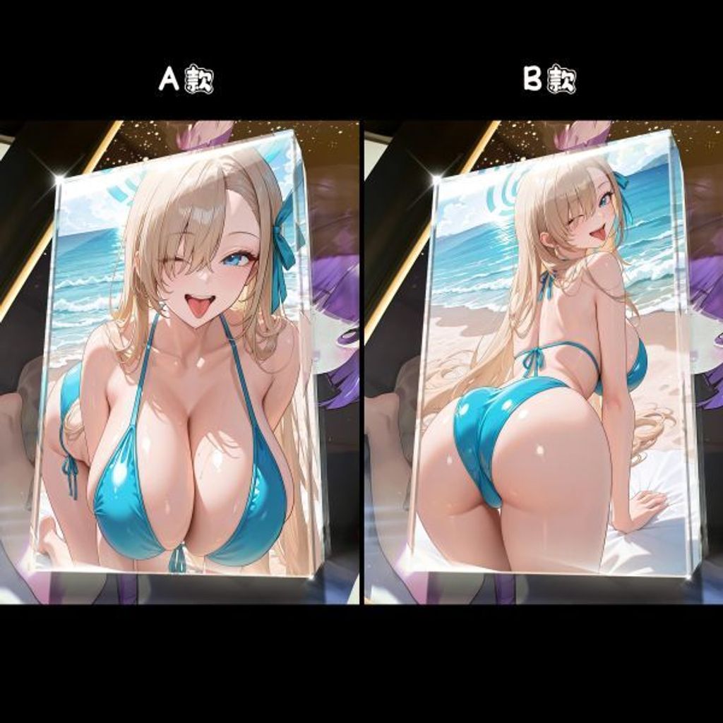 海外代購阿喵畫社_海景風情_一隻瀨明日奈_雙聯12k組合二次元週邊_冰箱貼_透明_2