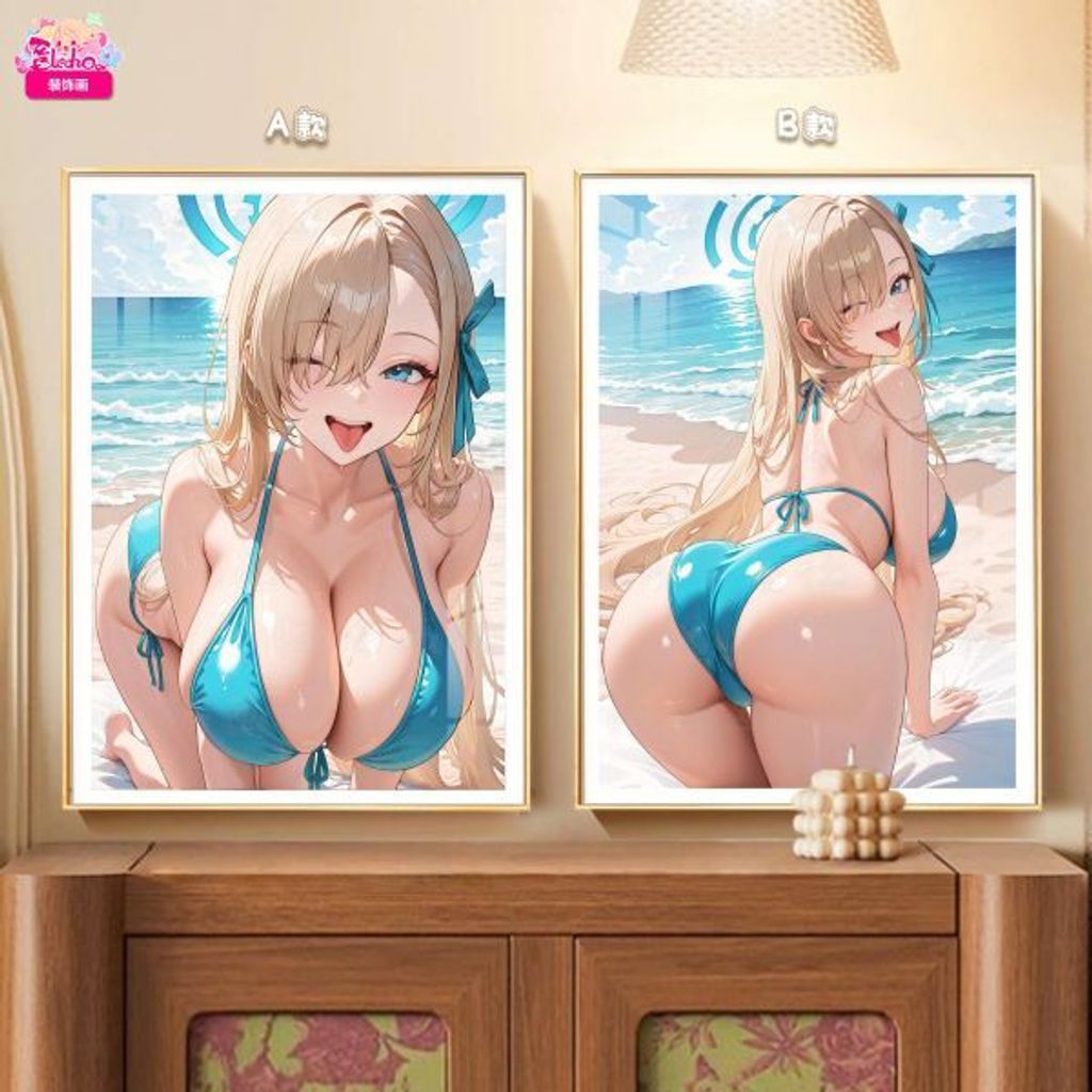 海外代購阿喵畫社_海景風情_一隻瀨明日奈_雙聯12k組合二次元週邊_冰箱貼_透明_1