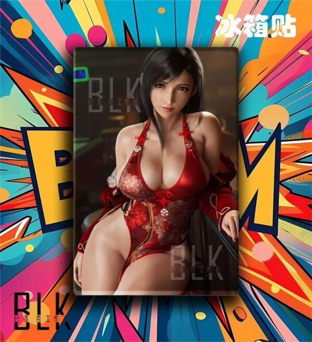 海外代購巴洛克_《旗袍蒂法》最終幻想tifa裝飾畫冰箱貼_2