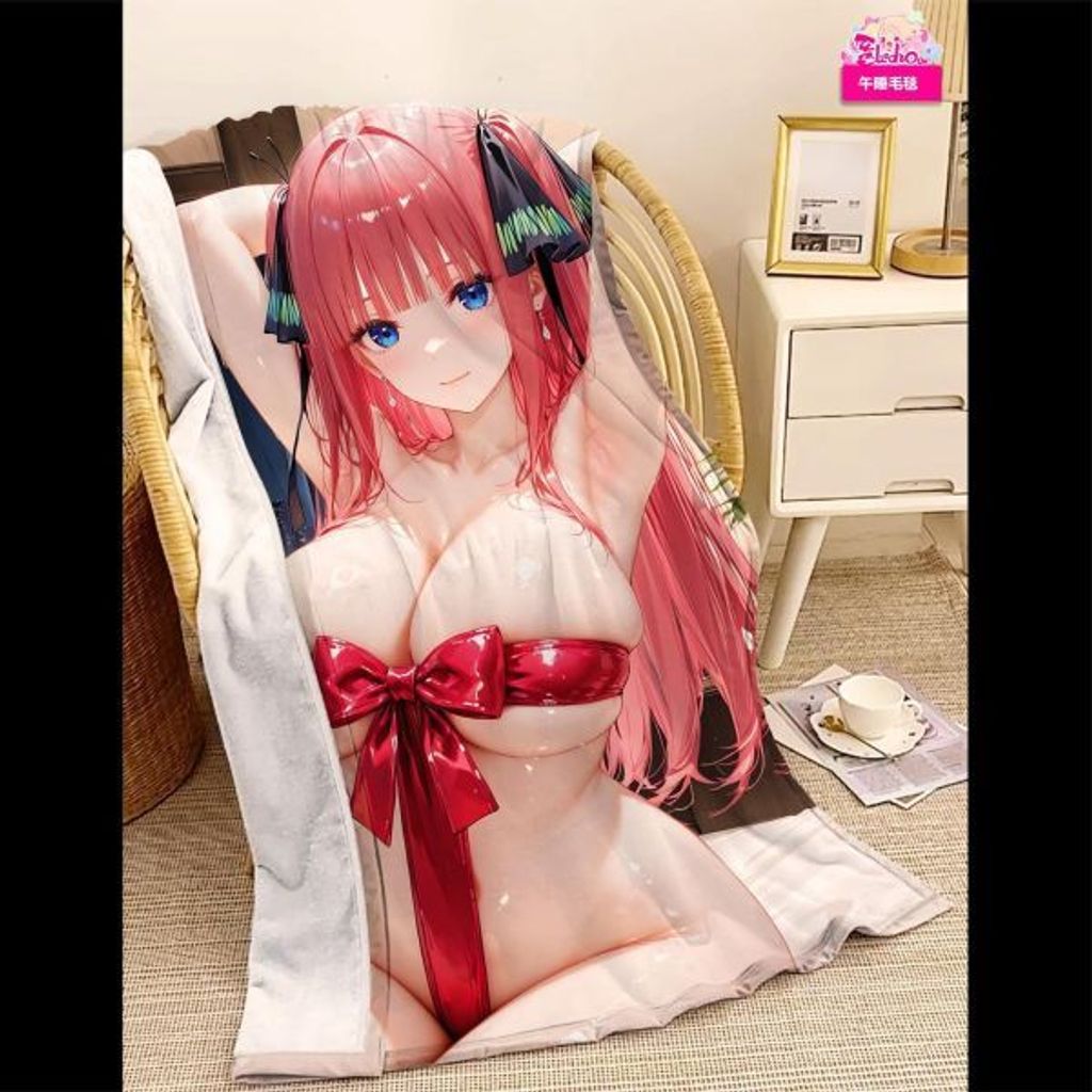 海外代購阿喵畫社_紅絲帶_中野二乃-五等分新娘復古框_紀念牆壁桌面款_午睡毛毯__3